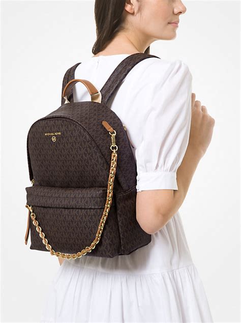 michael kors slater medium printed logo backpack|Michael Kors pebbled leather backpack.